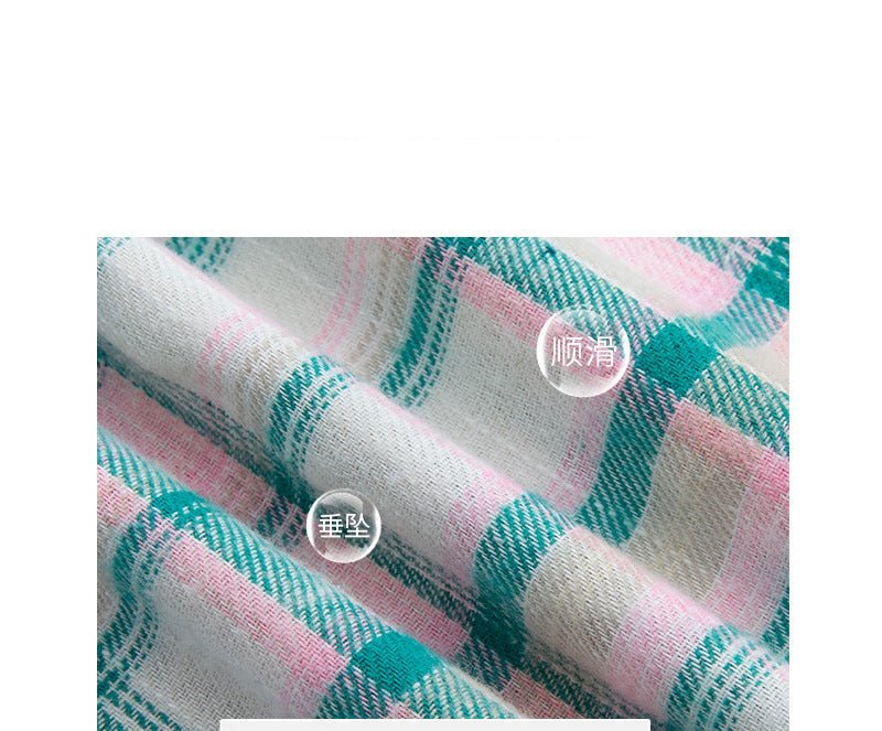 Green plaid pants women's pants casual versatile spring and summer new straight - leg pants Korean retro loose mopping wide - leg pants - Negative Apparel