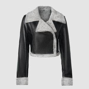 Grey Women's Faux Leather Jacket β Street Hipster Style Jacket - Negative Apparel