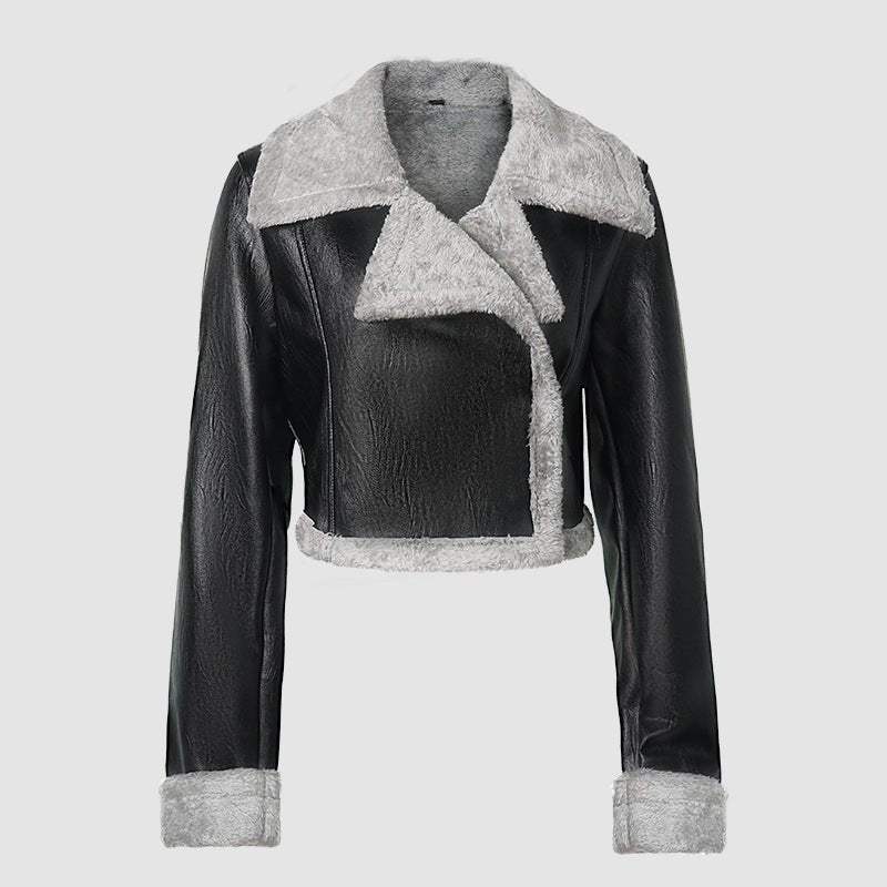Grey Women's Faux Leather Jacket β Street Hipster Style Jacket - Negative Apparel