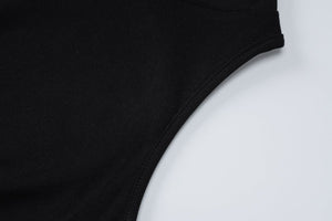 Half - high collar sleeveless solid color slim waist slim long dress - Negative Apparel