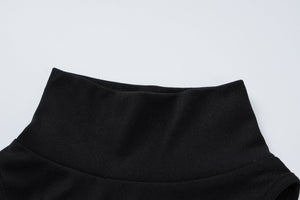 Half - high collar sleeveless solid color slim waist slim long dress - Negative Apparel