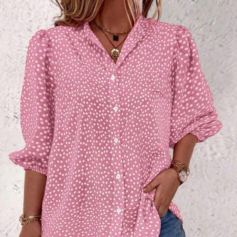 half - sleeved shirt women's clothing 2025 summer an and n commuting fee polka dot cardigan shirt loose - Negative Apparel
