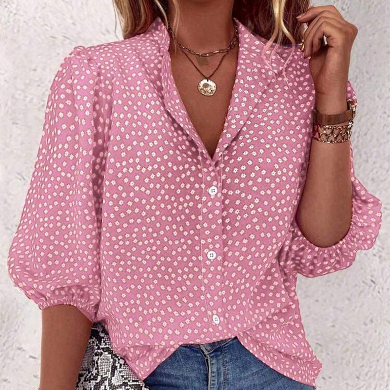 half - sleeved shirt women's clothing 2025 summer an and n commuting fee polka dot cardigan shirt loose - Negative Apparel