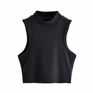 Half turtleneck vest female outer wear trend summer new ins sleeveless short slim cami top - Negative Apparel