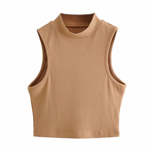 Half turtleneck vest female outer wear trend summer new ins sleeveless short slim cami top - Negative Apparel