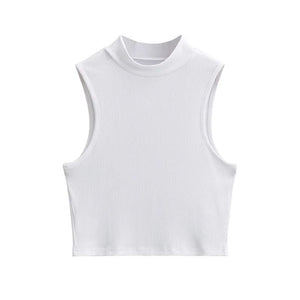 Half turtleneck vest female outer wear trend summer new ins sleeveless short slim cami top - Negative Apparel