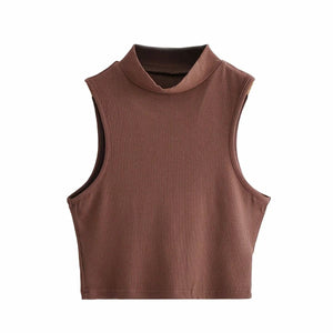 Half turtleneck vest female outer wear trend summer new ins sleeveless short slim cami top - Negative Apparel