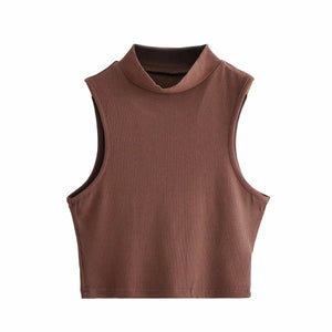 Half turtleneck vest female outer wear trend summer new ins sleeveless short slim cami top - Negative Apparel