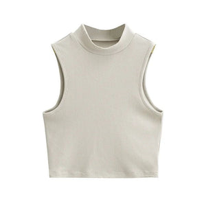 Half turtleneck vest female outer wear trend summer new ins sleeveless short slim cami top - Negative Apparel