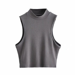 Half turtleneck vest female outer wear trend summer new ins sleeveless short slim cami top - Negative Apparel