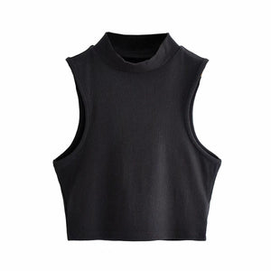 Half turtleneck vest female outer wear trend summer new ins sleeveless short slim cami top - Negative Apparel