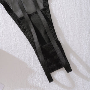 Heavy craftsmanship chain bracelet decorative flower embroidery hollow one - piece body sculpting sexy suit - Negative Apparel