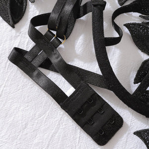 Heavy craftsmanship chain bracelet decorative flower embroidery hollow one - piece body sculpting sexy suit - Negative Apparel