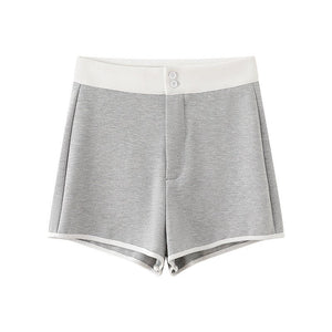 hemming contrasting shorts women's summer women's clothing 24 new casual sports wide - leg pants hip - wrapped yoga slim - fit three - point pants - Negative Apparel