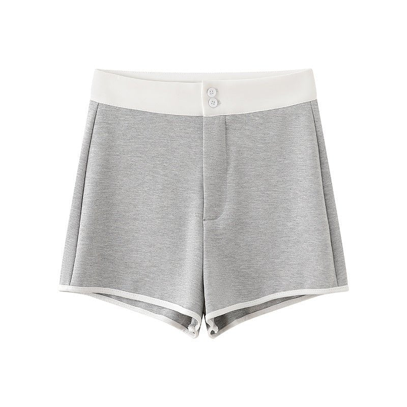 hemming contrasting shorts women's summer women's clothing 24 new casual sports wide - leg pants hip - wrapped yoga slim - fit three - point pants - Negative Apparel