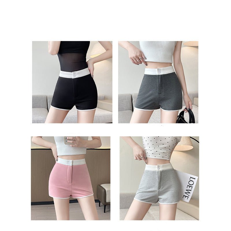 hemming contrasting shorts women's summer women's clothing 24 new casual sports wide - leg pants hip - wrapped yoga slim - fit three - point pants - Negative Apparel