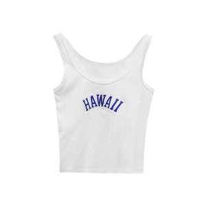 High elastic cotton 2025 vest bottom letter embroidery short open button sleeveless suspender waist women's summer sports bottom tide - Negative Apparel