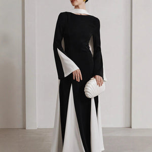 High - end dress women's niche high - end splicing long A - shaped skirt - Negative Apparel