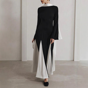 High - end dress women's niche high - end splicing long A - shaped skirt - Negative Apparel