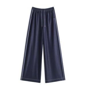 High waist and thin denim blue denim wide - leg pants women's 2025 spring and summer new drape floor trousers commuting and leisure - Negative Apparel