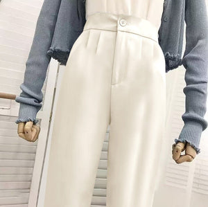 High waist drape casual wide leg suit pants for women - Negative Apparel