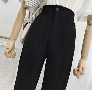 High waist drape casual wide leg suit pants for women - Negative Apparel