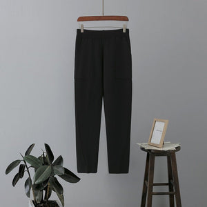 High waist knitted harem pants women loose slim carrot pants Korean style - Negative Apparel