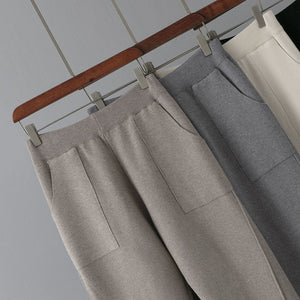 High waist knitted harem pants women loose slim carrot pants Korean style - Negative Apparel