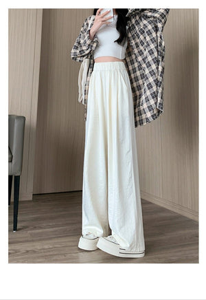 High waist loose casual slim straight mopping drape wide leg pants - Negative Apparel