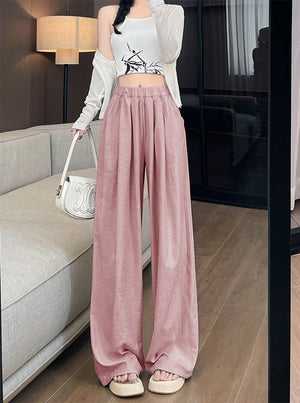 High waist loose casual slim straight mopping drape wide leg pants - Negative Apparel
