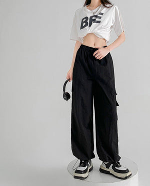high waist quick - drying sports pants loose casual wide - leg pants women's pants - Negative Apparel