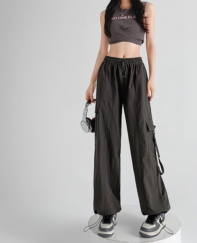 high waist quick - drying sports pants loose casual wide - leg pants women's pants - Negative Apparel