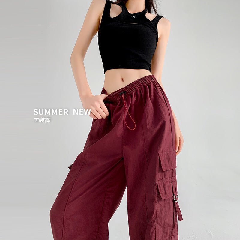 high waist quick - drying sports pants loose casual wide - leg pants women's pants - Negative Apparel