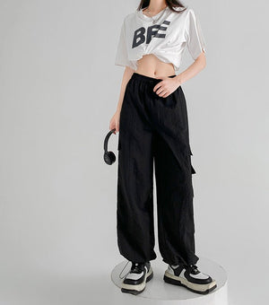 high waist quick - drying sports pants loose casual wide - leg pants women's pants - Negative Apparel