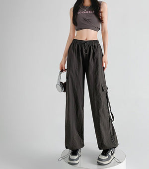 high waist quick - drying sports pants loose casual wide - leg pants women's pants - Negative Apparel