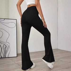 High Waist Slimming Beltless Flared Knitted Casual Pants Women - Negative Apparel
