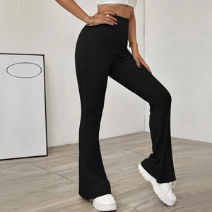 High Waist Slimming Beltless Flared Knitted Casual Pants Women - Negative Apparel