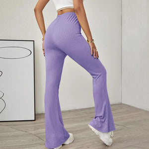 High Waist Slimming Beltless Flared Knitted Casual Pants Women - Negative Apparel