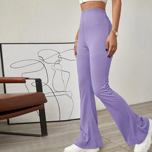 High Waist Slimming Beltless Flared Knitted Casual Pants Women - Negative Apparel