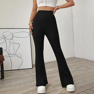 High Waist Slimming Beltless Flared Knitted Casual Pants Women - Negative Apparel