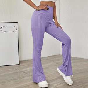 High Waist Slimming Beltless Flared Knitted Casual Pants Women - Negative Apparel