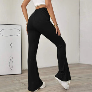 High Waist Slimming Beltless Flared Knitted Casual Pants Women - Negative Apparel