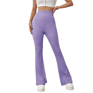 High Waist Slimming Beltless Flared Knitted Casual Pants Women - Negative Apparel