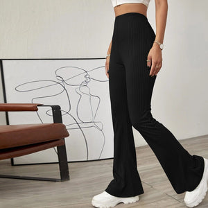 High Waist Slimming Beltless Flared Knitted Casual Pants Women - Negative Apparel