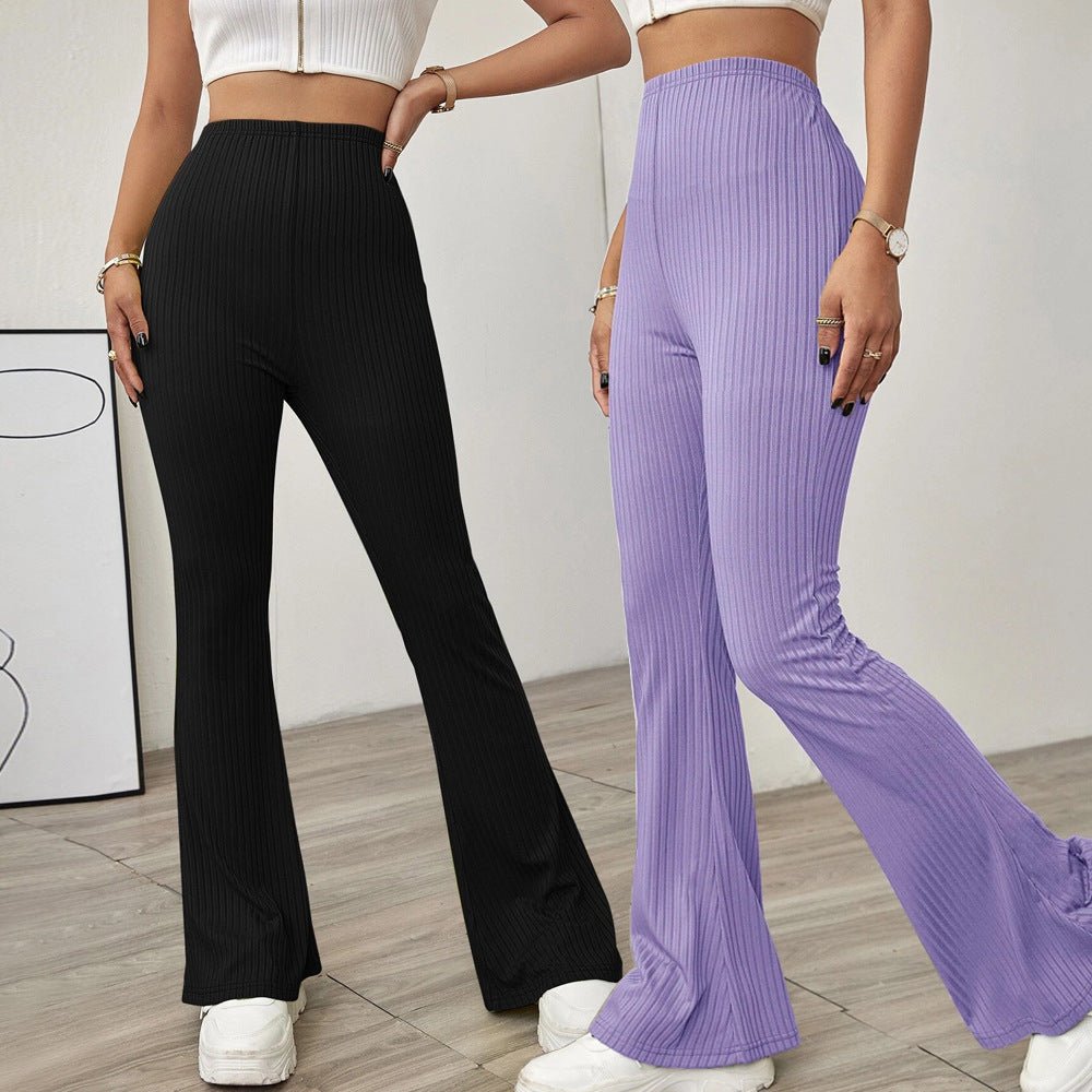 High Waist Slimming Beltless Flared Knitted Casual Pants Women - Negative Apparel