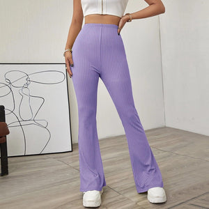 High Waist Slimming Beltless Flared Knitted Casual Pants Women - Negative Apparel