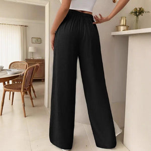High - Waist Wide - Leg Casual Pants – Solid Color - Negative Apparel