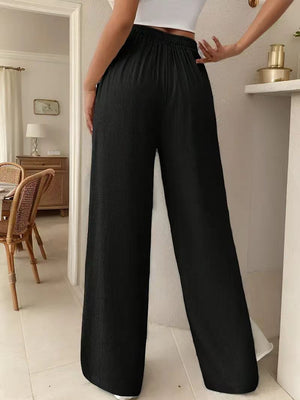 High - Waist Wide - Leg Casual Pants – Solid Color - Negative Apparel