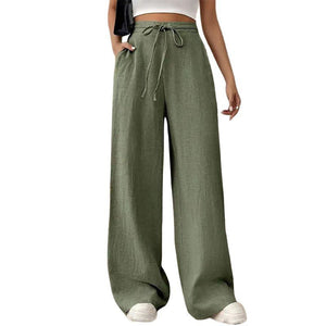 High - Waist Wide - Leg Casual Pants – Solid Color - Negative Apparel