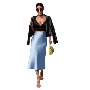 Hip fishtail skirt satin mid - length skirt - Negative Apparel